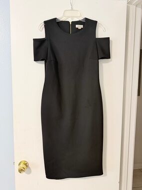 Calvin Klein Black Cold-Shoulder Sheath Dress